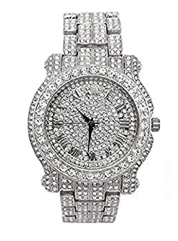 【中古】【輸入品・未使用】Bling-ed Out 究極のヒップホップロイヤルティ メンズウォッチ 読みやすいローマ数字またはダイヤモンドの時間表示 - 明るい色の文字盤 - L0504