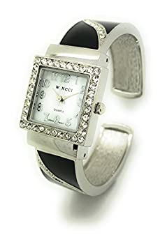 レディースエレガントな正方形エナメルバングルカフファッション腕時計パールダイヤルWincci