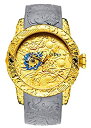 【中古】【輸入品・未使用】自動腕時計 メンズ ファッション 3D刻印 ドラゴン 防水 大きな文字盤 スポーツ腕時計 50mm 自動巻きゴールド。