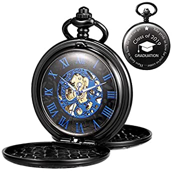 【中古】【輸入品・未使用】TREEWETO 刻印機械式懐中時計 卒業祝い ドブルカバー ローマ数字 ダイヤル スケルトン 名前入り刻印 大学高校 プレゼント 息...