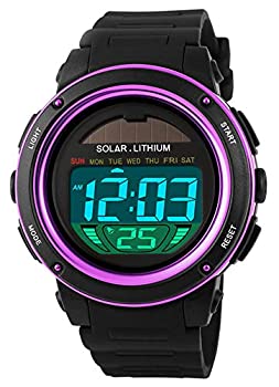 【中古】【輸入品・未使用】デジタルLEDバックライト ソーラーパワー スポーティウォッチ 週アラーム クロノグラフ腕時計 レディース パープル 【中古】【輸入品・未使用】デジタルLEDバックライト ソーラーパワー スポーティウォッチ 週アラーム クロノグラフ腕時計 レディース パープル