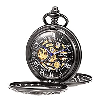 【中古】【輸入品・未使用】Treeweto 懐中時計 アンティーク ドラゴン 機械式 スケルトン チェーン付き Black case with silver dial 【中古】【輸入品・未使用】Treeweto 懐中時計 アンティーク ドラゴン 機械式 スケルトン チェーン付き Black case with silver dial