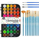 【中古】【輸入品・未使用】Shuttle Art 固形水彩絵具 48色セット 固体水彩 水彩絵の具 ブラシ13本 パレット 透明 溶けやすい 速乾 大人の塗り絵...