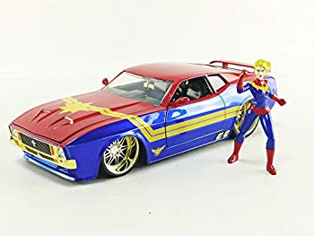 【中古】【輸入品 未使用】JADA TOYS ミニカー 1/24サイズ HWR Marvel 1973 Ford Mustang Mach 1 W/Captain Marvel 26068