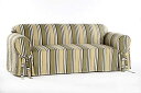 【中古】【輸入品・未使用】(Blue) - Classic Slipcovers Printed Classic Stripe Canvas Sofa Slip...