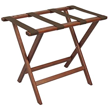 šۡ͢ʡ̤ѡ(Mahogany%% Brown Straps) - Wooden Mallet LR-MHBRN Deluxe Straight Leg Luggage Rack in Mahogany with Brown