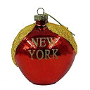 【中古】【輸入品・未使用】Kurt Adler %ダブルクォーテ%New York%ダブルクォーテ% ガラスリンゴクリスマスオーナメント