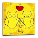 【中古】【輸入品・未使用】3dRose dpp_52791_1 Be Happy Yellow Owls Birds Fun Art Wall Clock、10 x 10インチ(3)