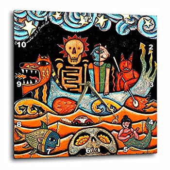 【中古】【輸入品・未使用】3dRose dpp_21127_2 The Devil S Dream Folk Art Skulls メキシカン カラフル Surrealism 壁掛け時計 13 x 13インチ