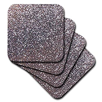 šۡ͢ʡ̤ѡ(set-of-4-Soft) - 3dRose cst_112929_1 Silver Faux Glitter Photo of Glittery Texture Metallic Sparkly Bling Diva Glam Sequins Glamour So
