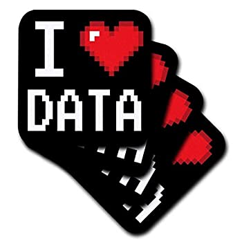 【中古】【輸入品・未使用】(set-of-4-Soft) - 3dRose Geeky Old School Pixelated Pixels 8-Bit I Heart I Love Data Soft Coasters (Set of 4)
