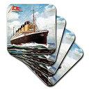 【中古】【輸入品・未使用】(set-of-4-Soft) - 3dRose cst_149236_1 Vintage White Star Line S.S. ...