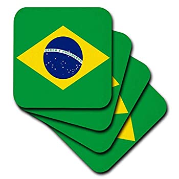 【中古】【輸入品・未使用】(set-of-8-Soft) - 3dRose cst_157837_2 Flag of Brazil-Bandeira Do Brasil-Brazilian Green Yellow Rhombus with Dark Blue Circle 27 Stars-S