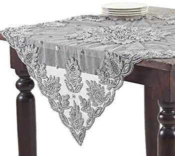 【中古】【輸入品・未使用】SARO LIFESTYLE BD835 1-Piece Lakshmi Toppers Square Tablecloth%カンマ% 40-Inch%カンマ% Pewter by SARO LIFESTYLE [並行輸入品]