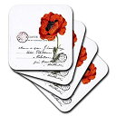 【中古】【輸入品・未使用】(set-of-4-Soft) - 3dRose Carte Postale Vintage Poppy - Soft Coaster...