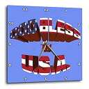 【中古】【輸入品・未使用】3dRose DPP_185108_3 God Bless The U.S.A.in 3Dテキスト。 アメリカ国旗カラー スカイブルー 背景 壁掛け時計 15 x 15インチ