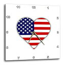 【中古】【輸入品・未使用】3dRose DPP_184871_3 アメリカ国旗 ハート I Love America Patriotic USA 7月4日 ギフト 壁時計 15×15インチ
