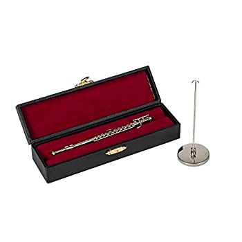 【中古】【輸入品・未使用】Broadway Gifts シルバーフルート楽器ミニチュアレプリカ ケース付き サイズ5.5インチ
