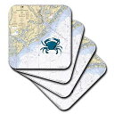 yÁzyAiEgpz(set-of-8-Soft) - 3dRose cst_204863_2 Print of Charleston Harbour Chart with Blue Crab Soft Coasters%J}% (Set of 8)