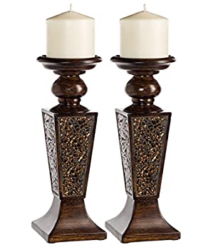 【中古】【輸入品・未使用】(Candle Holder (set of 2)) - Creative Scents Schonwerk Pillar Candle Holder Set of 2- Crackled Mosaic Design- Functional Table Decorati 【中古】【輸入品・未使用】(Candle Holder (set of 2)) - Creative Scents Schonwerk Pillar Candle Holder Set of 2- Crackled Mosaic Design- Functional Table Decorati