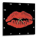 【中古】【輸入品・未使用】3dRose Red Lips Picture - 壁時計 15 x 15インチ (dpp_213430_3)
