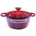 【中古】【輸入品・未使用】ル・クルーゼ/ルクルーゼ(Le Creuset) 両手鍋 ココットロンド 21177-18cm レッド 06 (つまみシルバー) [並...