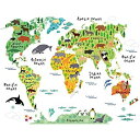 【中古】【輸入品・未使用】ウォールステッカー 世界地図 地図 英字 ウォールシール map マップ 英文 ステッカー 風景 動物 身長計 子供部屋 かわいい ア...