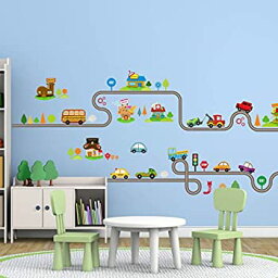 【中古】【輸入品・未使用】Amaonm取り外し可能Cute Cartoon Kids部屋壁デカールDIYビニールCity Car Circled曲線道路壁ステッカーDecor for Children Babys寝室Studyroom P