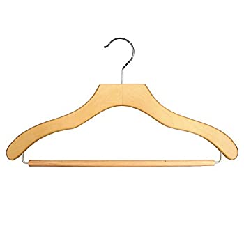 NAHANCO 200721NHU Wooden Suit Hangers -%ダブルクォーテ%Contemporary Series%ダブルクォーテ% - 17%ダブルクォーテ% Natural Finish - Home Use (Pack of 50)