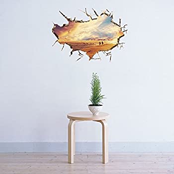 【中古】【輸入品・未使用】3D壁 ビニールの壁 ステッカー 自己接着性 取り外可能 [壊れ目] 壁画アートデカールデコレータ YC1001イエロービーチ(50 x 70cm)[並行輸入品]