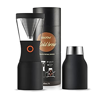 【中古】【輸入品・未使用】 Black - Asobu Coldbrew Portable Cold Brew Coffee Maker With a Vacuum Insulated 1180ml Stainless Steel 18/8 Carafe Bpa Free Black 