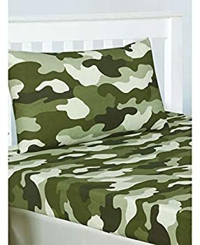 【中古】【輸入品・未使用】7760 迷彩 ミリタリー ダブル ボックスシーツ + 枕カバー セット [並行輸入..