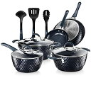 【中古】【輸入品・未使用】Nutrichef 11ピース ノンスティック調理器具 エキシロン ブルーダイヤモンド セラミック ホームキッチンウェアセット ソース...