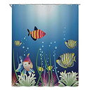 【中古】【輸入品・未使用】水族館 シャワーカーテン 150 x 150cm カラフルな熱帯魚が泳ぐ水族館の海の景色海藻マリンテーマ装飾 防カビ 防水 バス用品 プライバシー保護 取