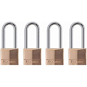【中古】【輸入品・未使用】Master Lock 南京錠 無垢真鍮製 キー付き 幅1-9/16インチ 4 Pack 140QLH 1