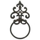 【中古】【輸入品・未使用】Cast Iron Fleur De Lis Towel Ring Scroll
