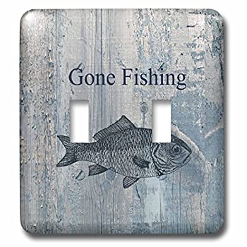 【中古】【輸入品・未使用】3drose LSP _ 123416?_ 2?Gone FishingホワイトWash Wood Lookビーチテーマアートライトスイッチカバー