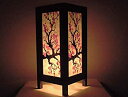 【中古】【輸入品 未使用】Thai Vintage Handmade Asian Oriental Japanese Sakura Flower Bedside Table Light or Floor Wood Paper Lamp Shades Home Bedroom Garden Dec