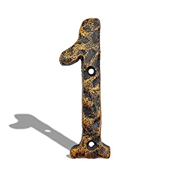 【中古】【輸入品・未使用】6インチ 家住所番号 - 頑丈な鋳鉄メタルドアゲートナンバー - ユニークなハンマー 個別の不規則なハンドク..