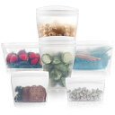 【中古】【輸入品・未使用】再利用可能な食品容器 シリコンバッグ フルセット6 カップ2 皿2 バッグ2個 ジップコンテナストレージ 100%シリコン再利用可能食品バッグ スタン