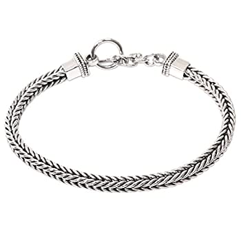 【中古】【輸入品・未使用】Novica。925スターリングシルバーメンズチェーンブレスレット、8?%ダブルクォーテ% with Toggle Clasp、ドラゴン' Braid '