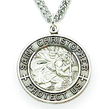 yÁzyAiEgpzSterling Silver Catholic Patron Saint Christopher Medal for Men%J}% 2.5cm