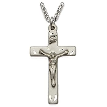 yÁzyAiEgpzTrueFaithJewelry Sterling Silver Cross Crucifix in Polished Finish and Engraved Design%J}% 3.8cm