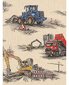 【中古】【輸入品・未使用】3500 壁紙 ウォールペーパー はたらくくるま 工事車両 重機 ダンプカー ショベルカー ホイールローダー 53cm x 1005cm [並行輸入品]