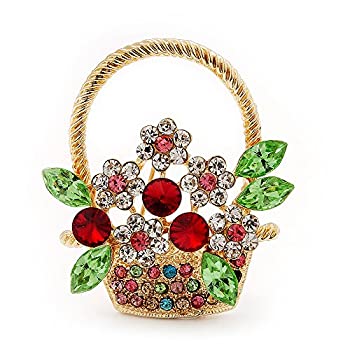 【中古】【輸入品・未使用】Multicolouredディアマンテ' Basket with Flowers 'ブローチでゴールドメッキメタル 【中古】【輸入品・未使用】Multicolouredディアマンテ' Basket with Flowers 'ブローチでゴールドメッキメタル