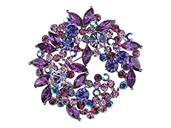 yÁzyAiEgpzAlilang Violet Lavender Purple Crystal Rhinestone Floral Wreath Brooch Pin