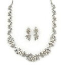【中古】【輸入品・未使用】Bridal 'Flower' Simulated Pearl/Crystal Necklace & Drop Earring Set In Silver Metal - 46cm Length/6cm Extension)