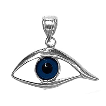 yÁzyAiEgpzSterling Silver Evil Blue Eye Pendant Charm%J}% 25 x 20mm