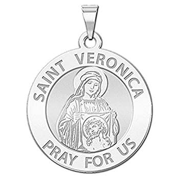 Saint Veronica Religious Medal???Available inソリッド10?K and14?K黄色またはホワイトゴールド、またはスターリングシルバー