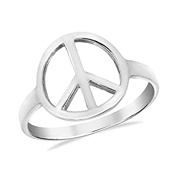 【中古】【輸入品・未使用】Shiny Peace Sign%ダブルクォーテ% No War%ダブルクォーテ%。925スターリングシルバーリング